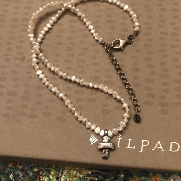 Vintage Silpada Sterling Silver Freshwater Pearl Cross Necklace N2178 - Picture 4 of 15